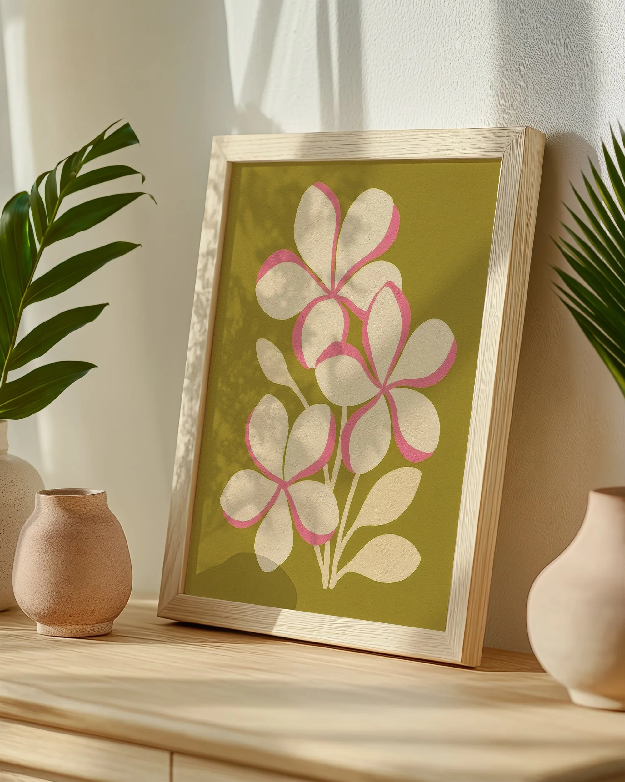 13 - Plumeria Trio - Mockup B - Framed - Pottery Scene.jpg