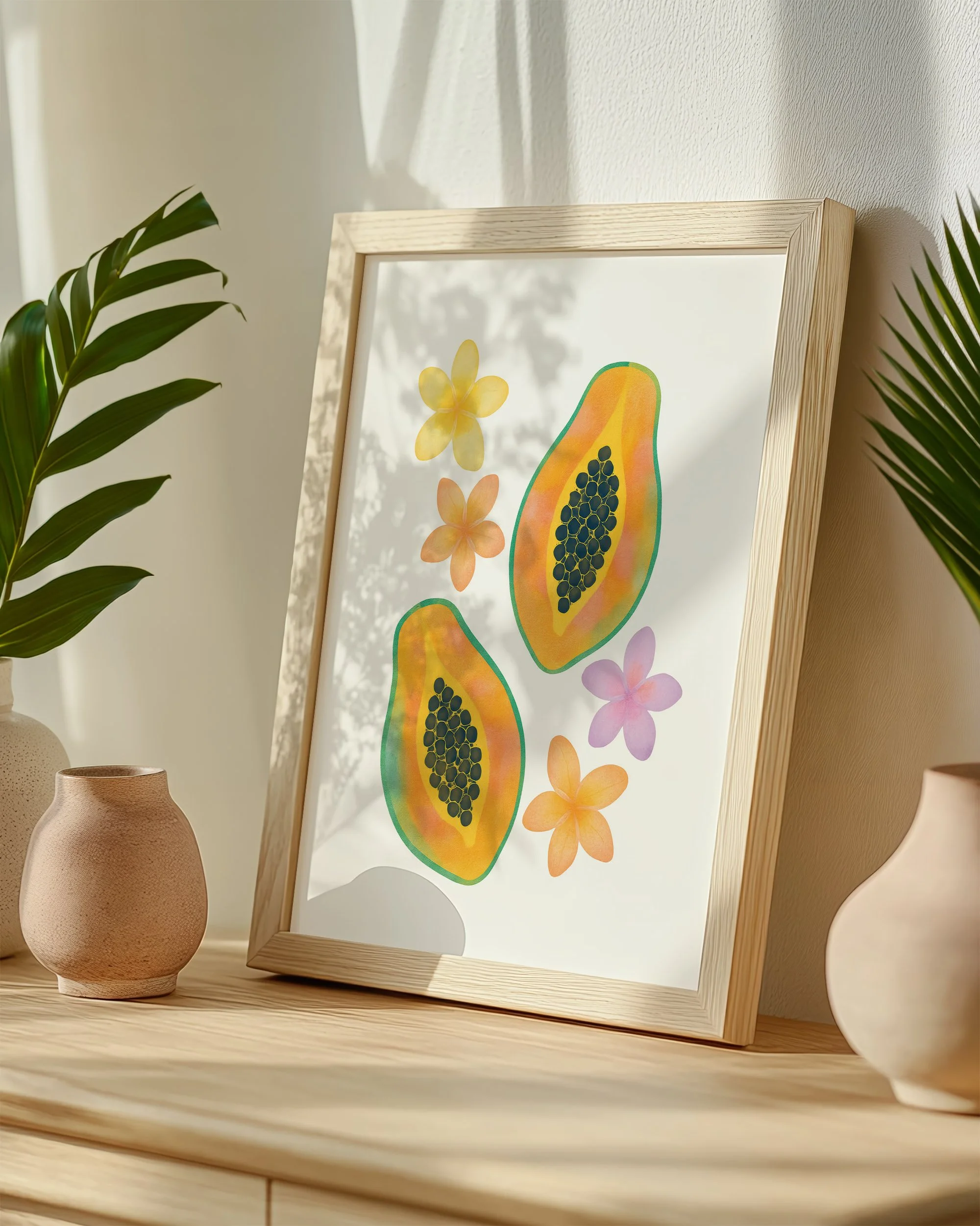 43 - Papayas  - Mockup B - Framed - Pottery Scene.jpg