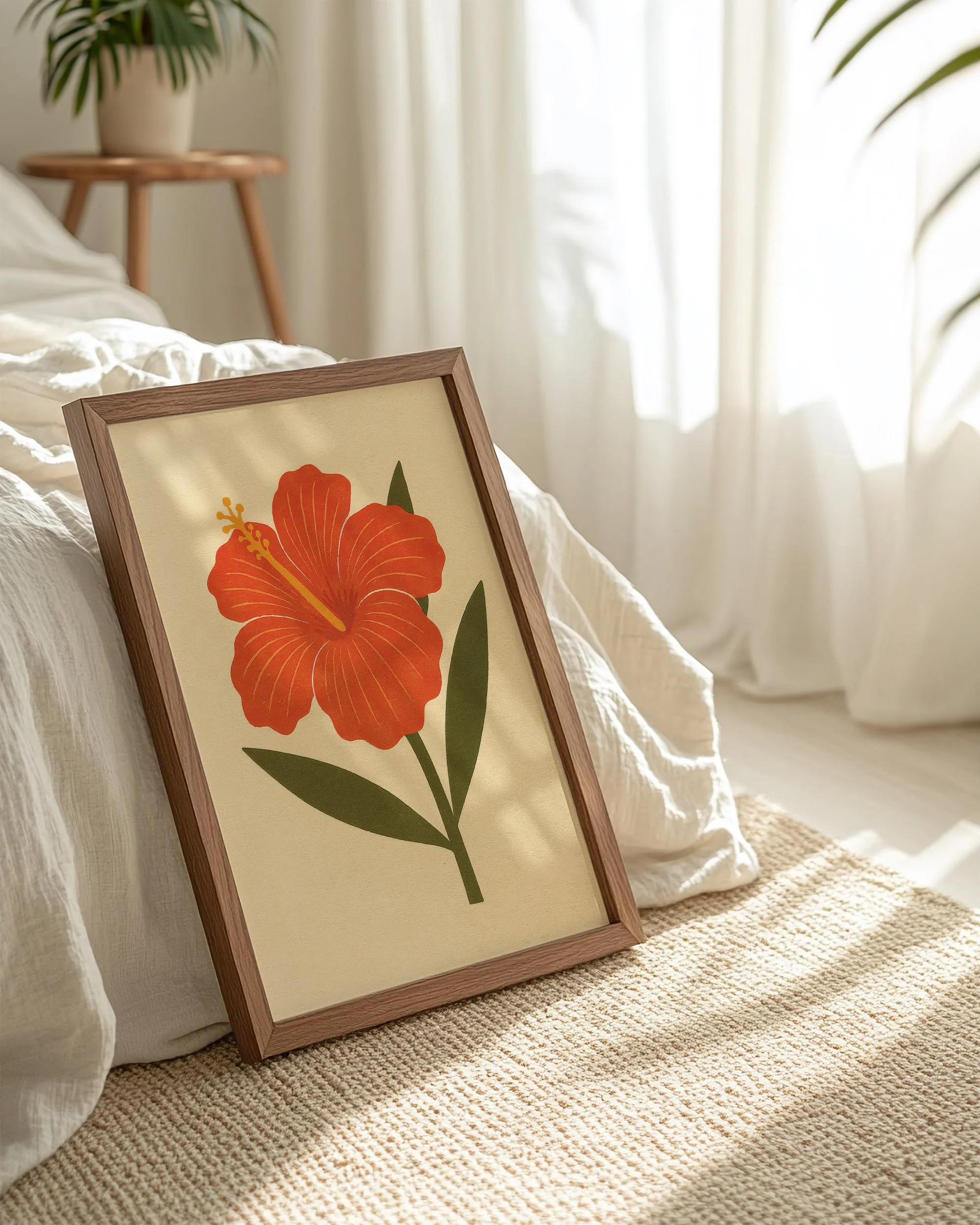20 - Red Hibiscus  - Mockup H - Frame Bed.jpg