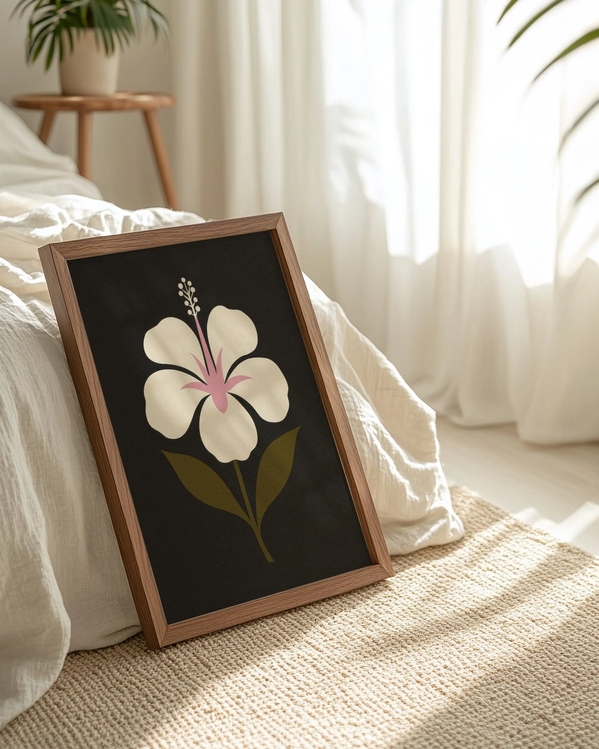 9 - White Hibiscus - Mockup H - Frame Bed.jpg