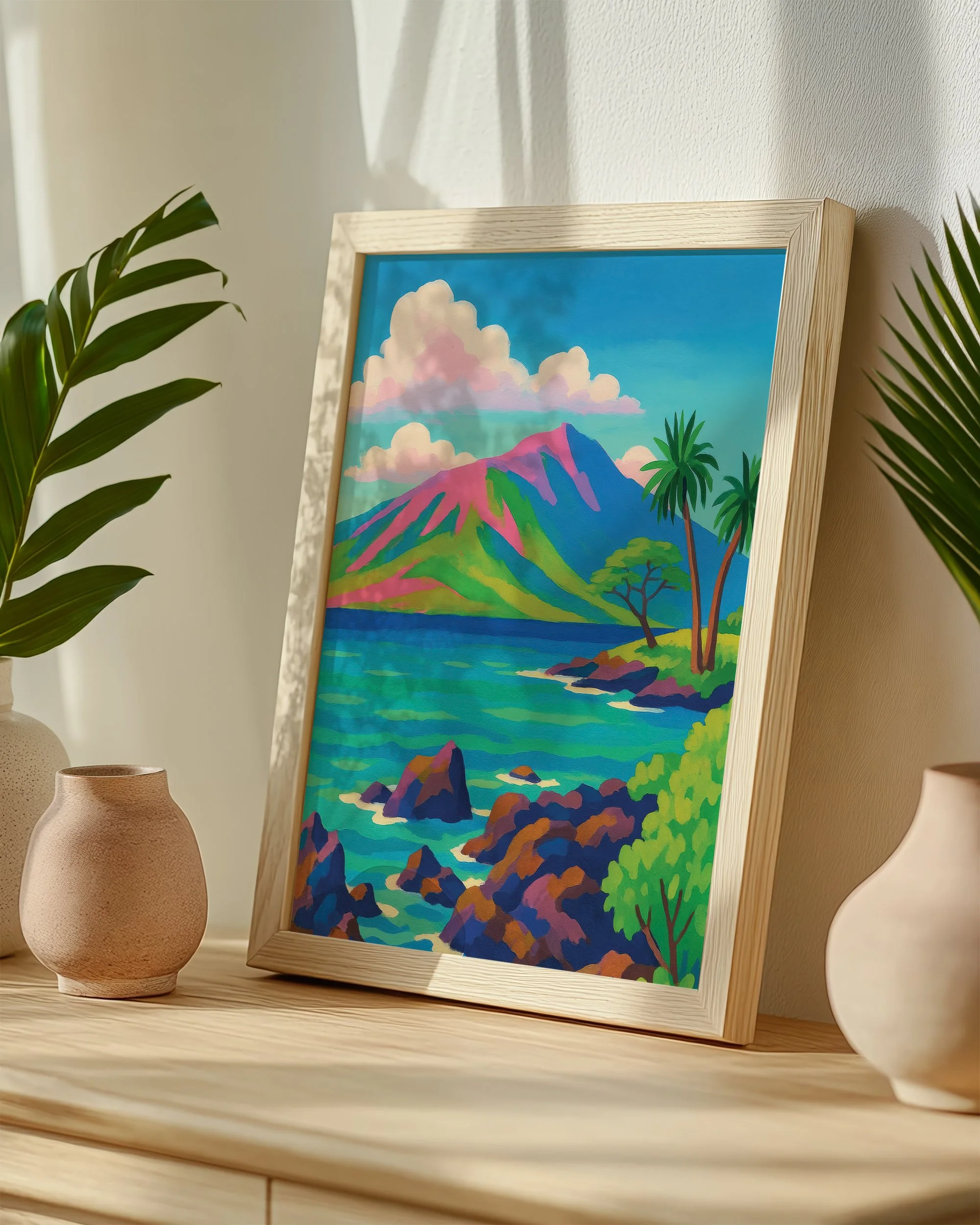 48 - South Maui View 2  - Mockup B - Framed - Pottery Scene.jpg