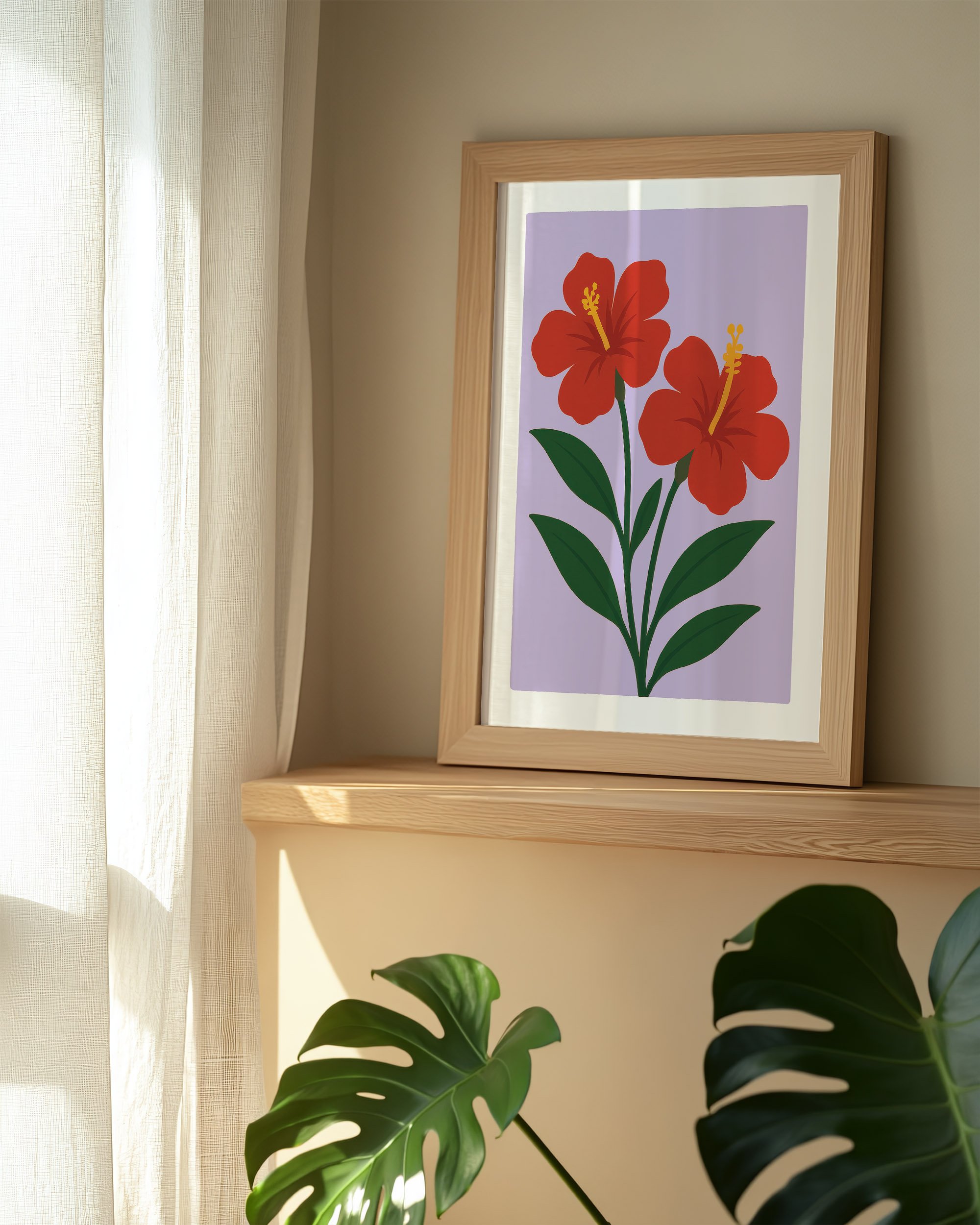 40 - Red Hibicus Pair  - Mockup L - Frame Monsterra.jpg