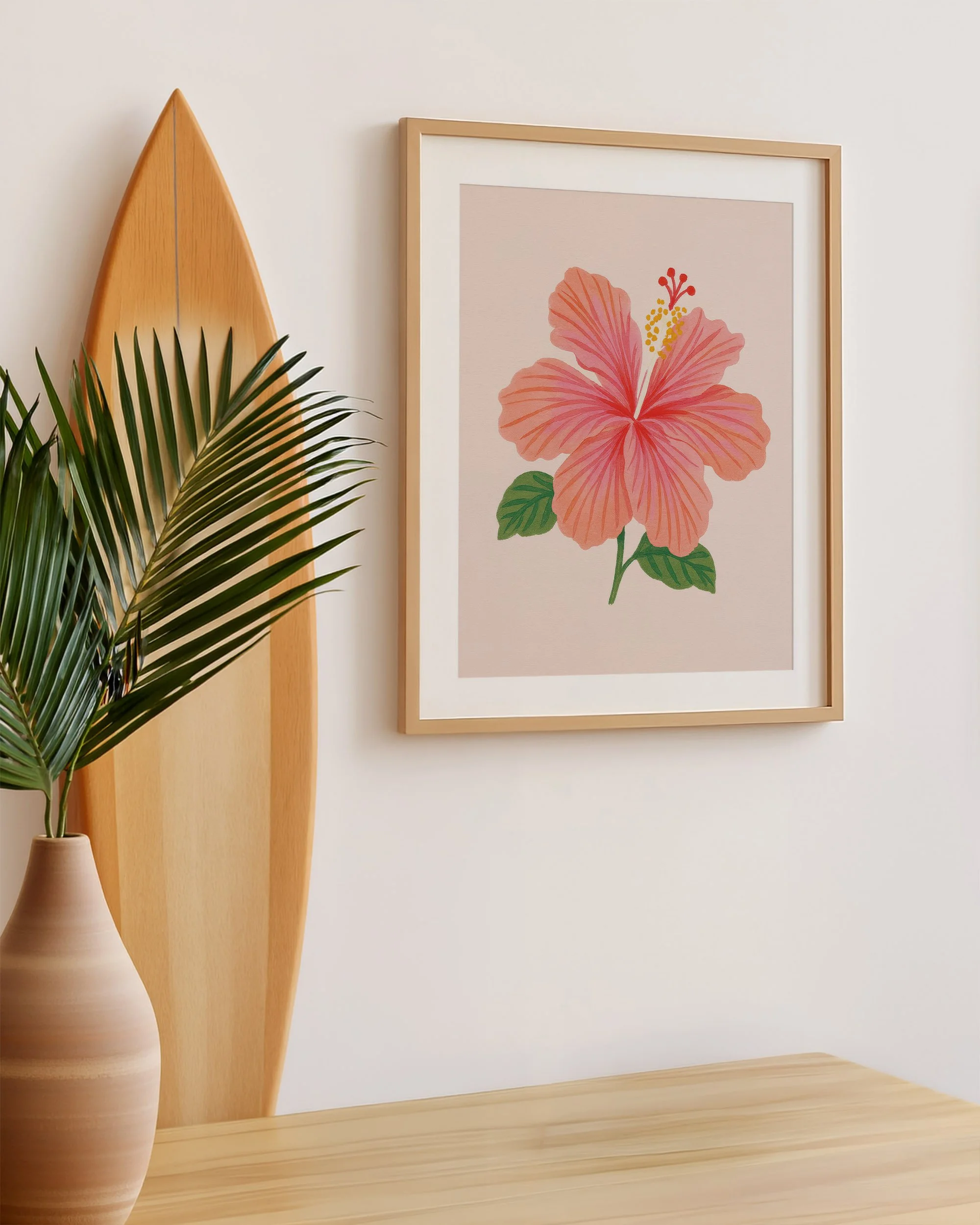 4 - Pink Hibiscus - Mockup M - Surfboard.jpg