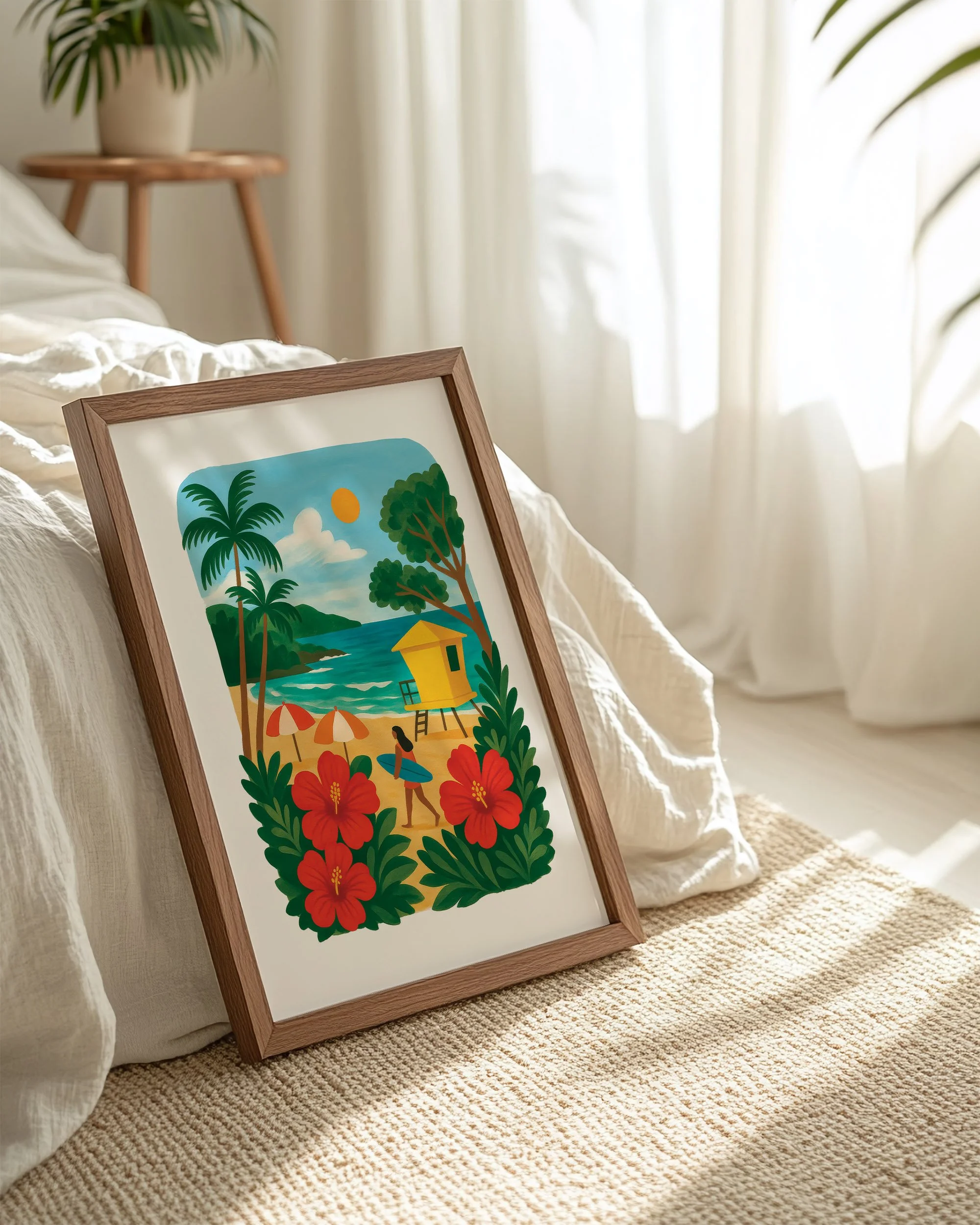 16- Beach with Surfer - Mockup H - Frame Bed.jpg