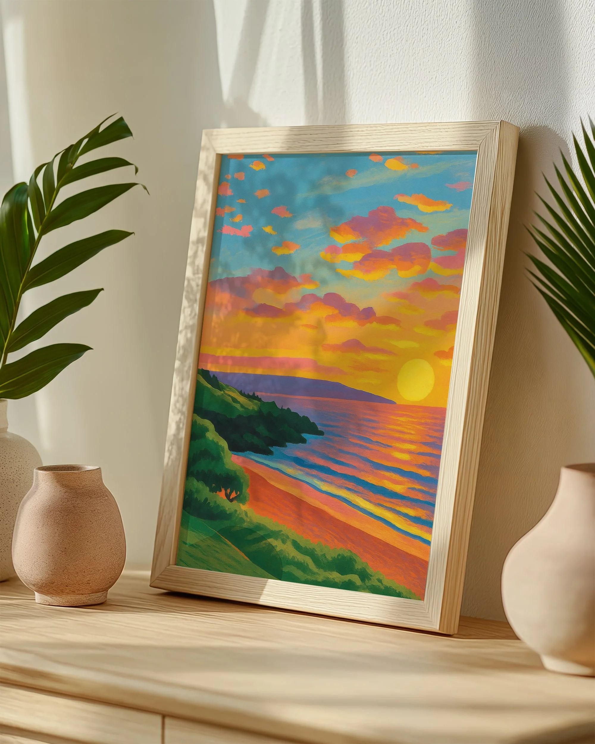 29 - South Maui Sunset  - Mockup B - Framed - Pottery Scene.jpg