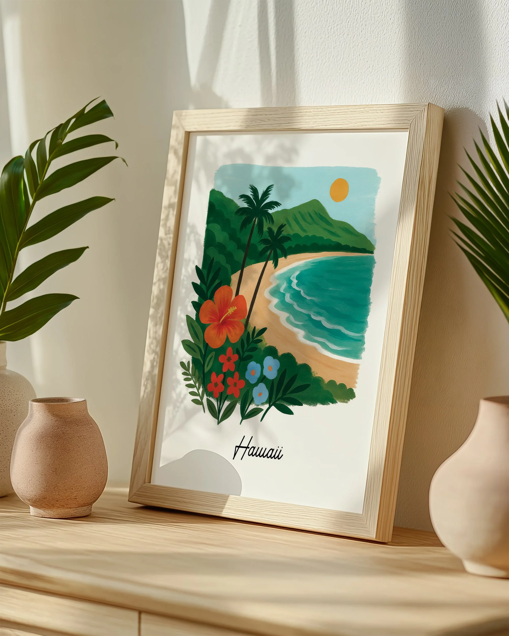 22 - Beach Botanicals  - Mockup B - Framed - Pottery Scene.jpg