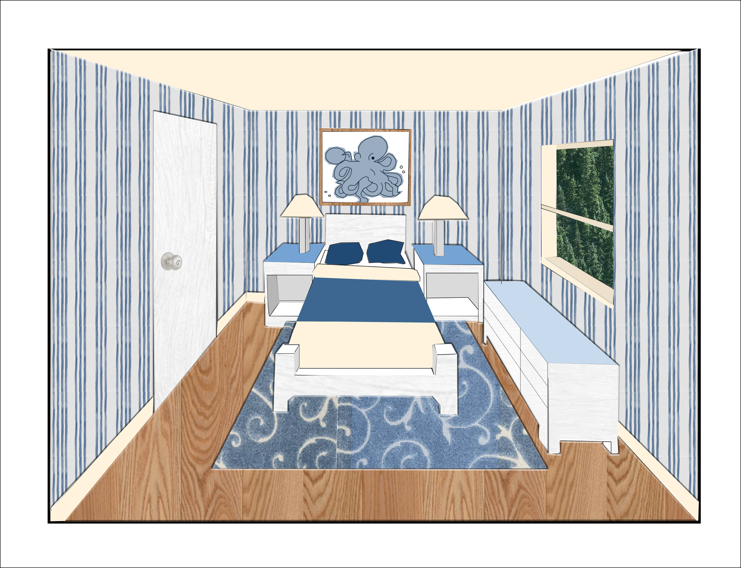 One Point perspective Photoshop rendering