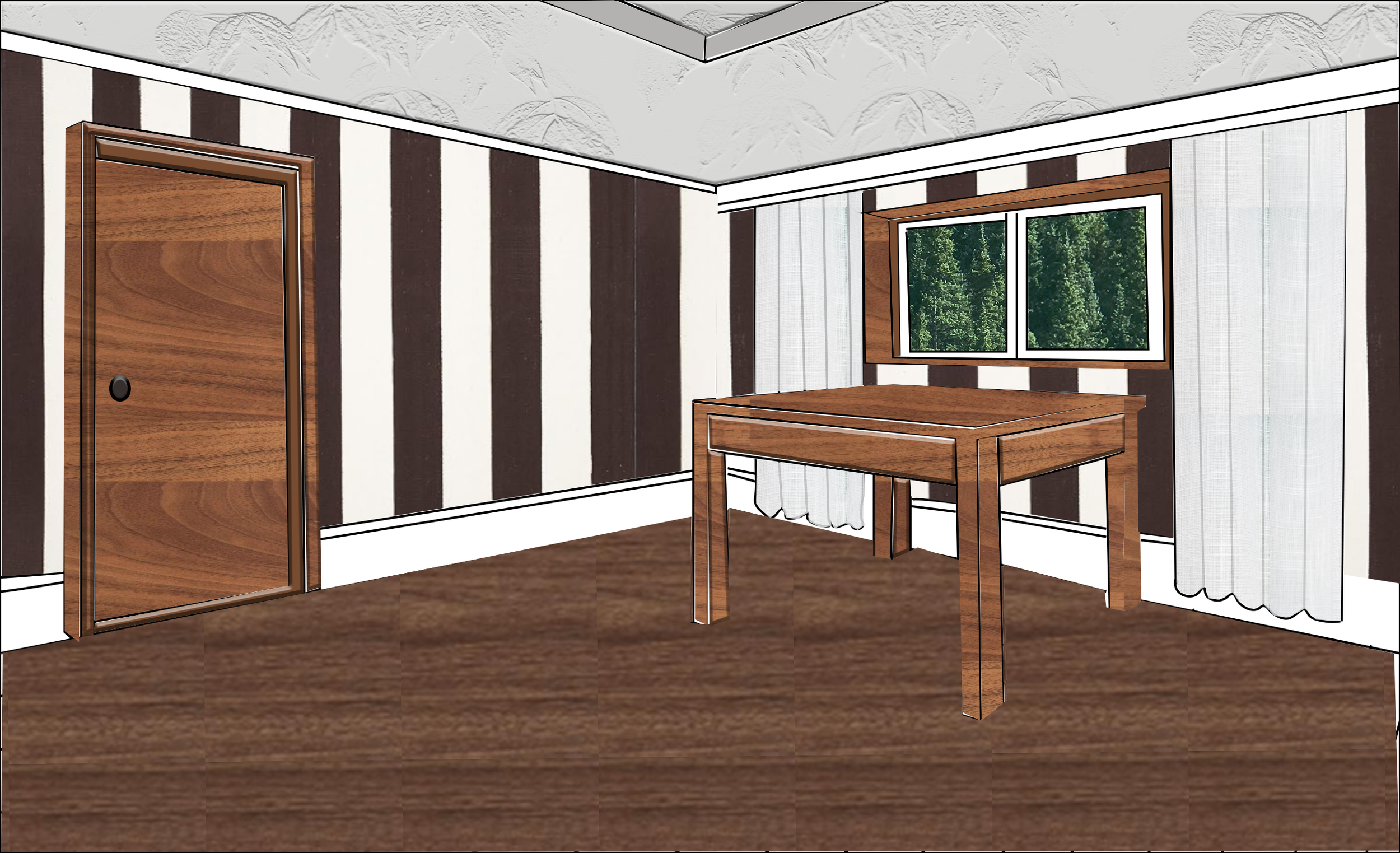 Two point perspective Photoshop rendering