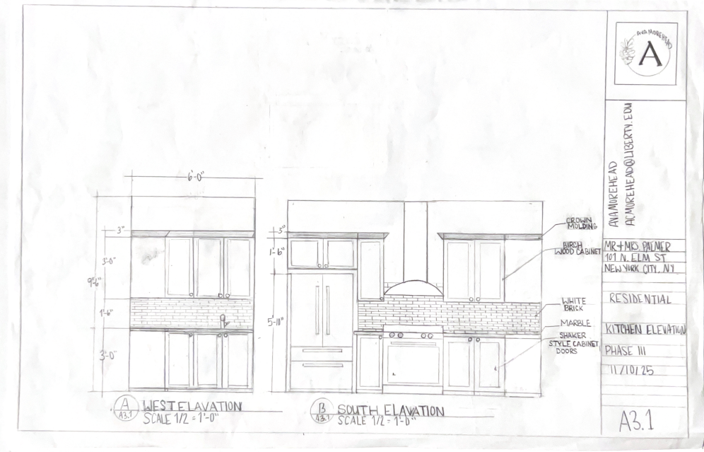 Palmer Residence Kitchen Elevation, Drawn using Architectural tools