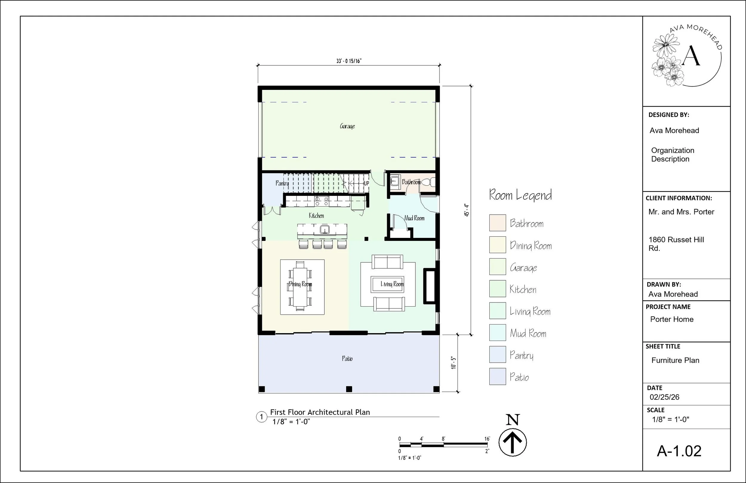 Furniture Plan, Drawn in Revit