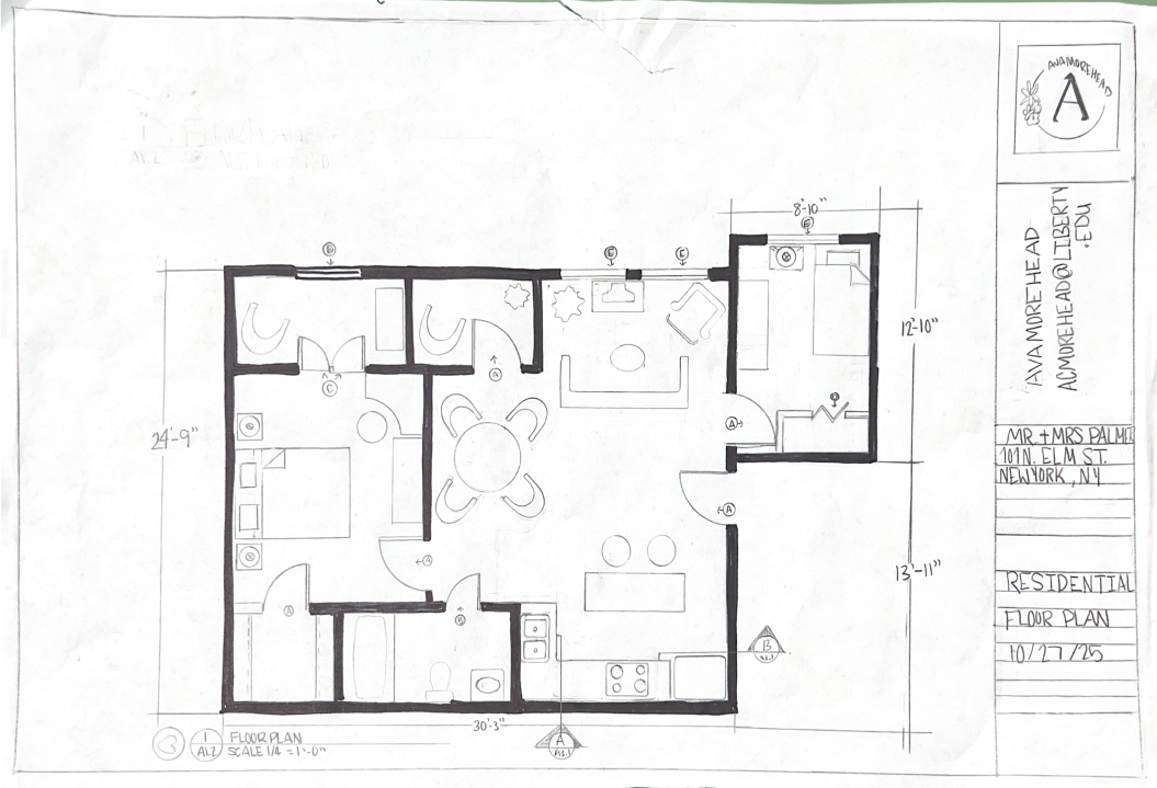 Palmer Floor Plan, Drawn with Drafting tools