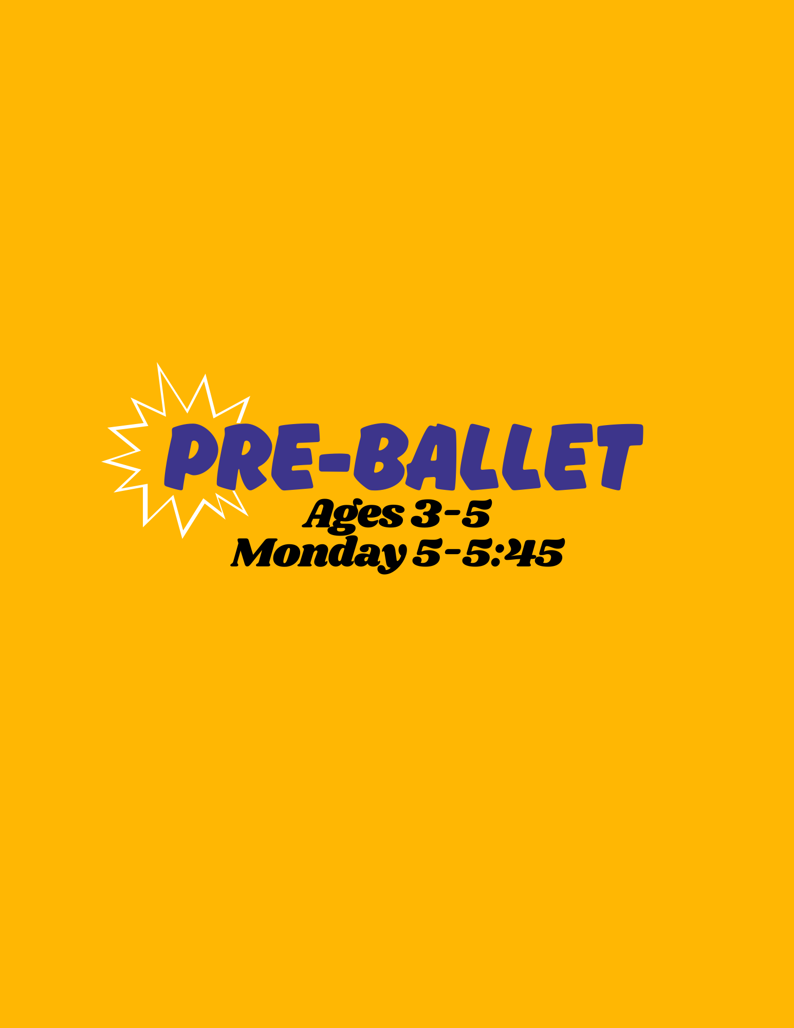 Pre-Ballet Kilbourn (ages 3-5) - Mondays 5-5:45pm - Summer