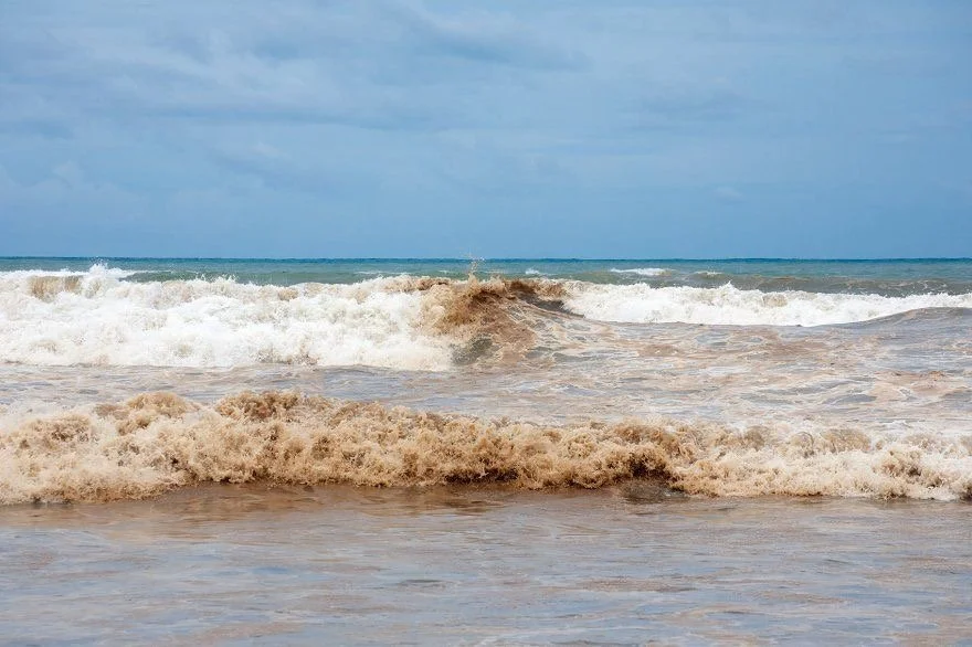 Discoloured coastal water