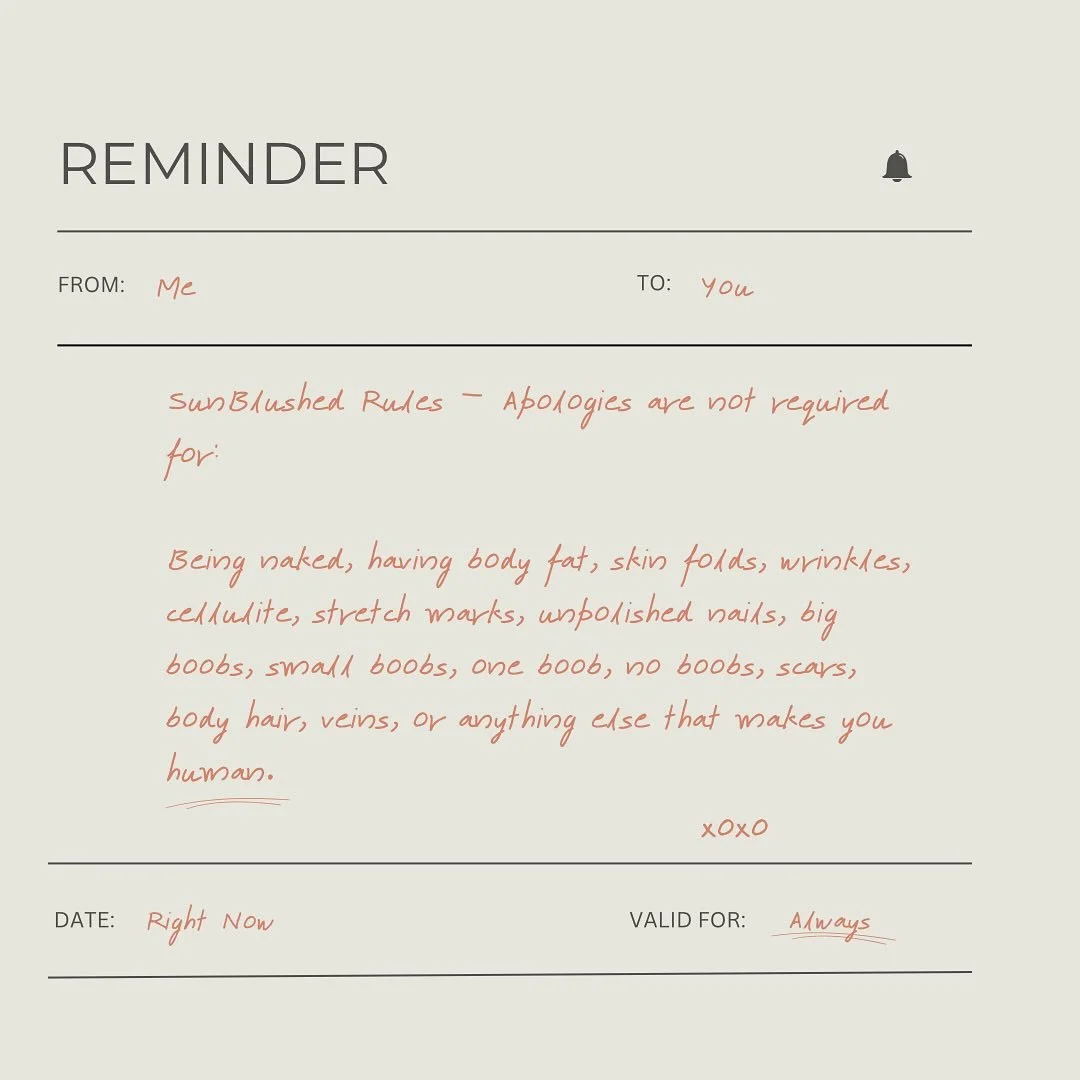 Hey you! No need to apologize for your body. Not now, not ever.
Be nice to yourself, kids. Nobody gets to be mean to my clients&hellip; that includes you!  And if you do apologize for existing, well&hellip; you&rsquo;ll have to apologize for apologiz