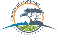Logo of County of Monterey featuring a tree, a landscape, and a circular design.