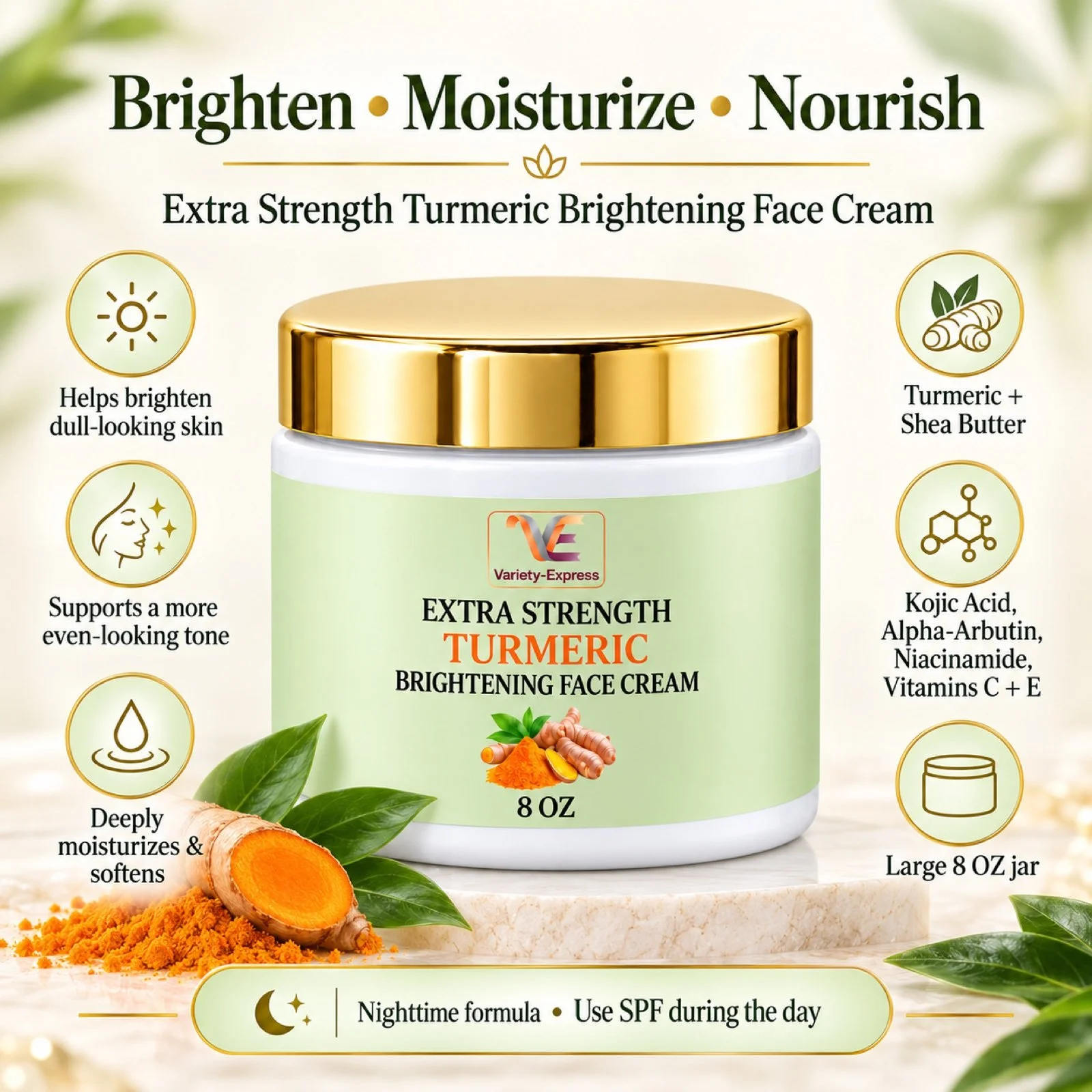 Extra Strength Turmeric Brightening Face Cream 8 oz