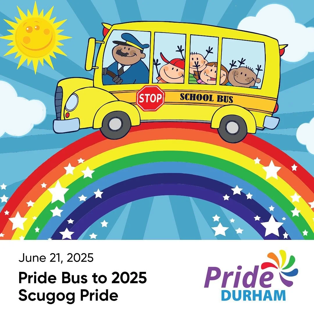 Need a ride to Scugog Pride in Port Perry? 

Pride Durham has put together a Pride bus route for both North Durham and Sound Durham. To reserve your spot email admin@pridedurham.ca

North Durham:
To Port Perry
8:00am &ndash; Sunderland Public School

