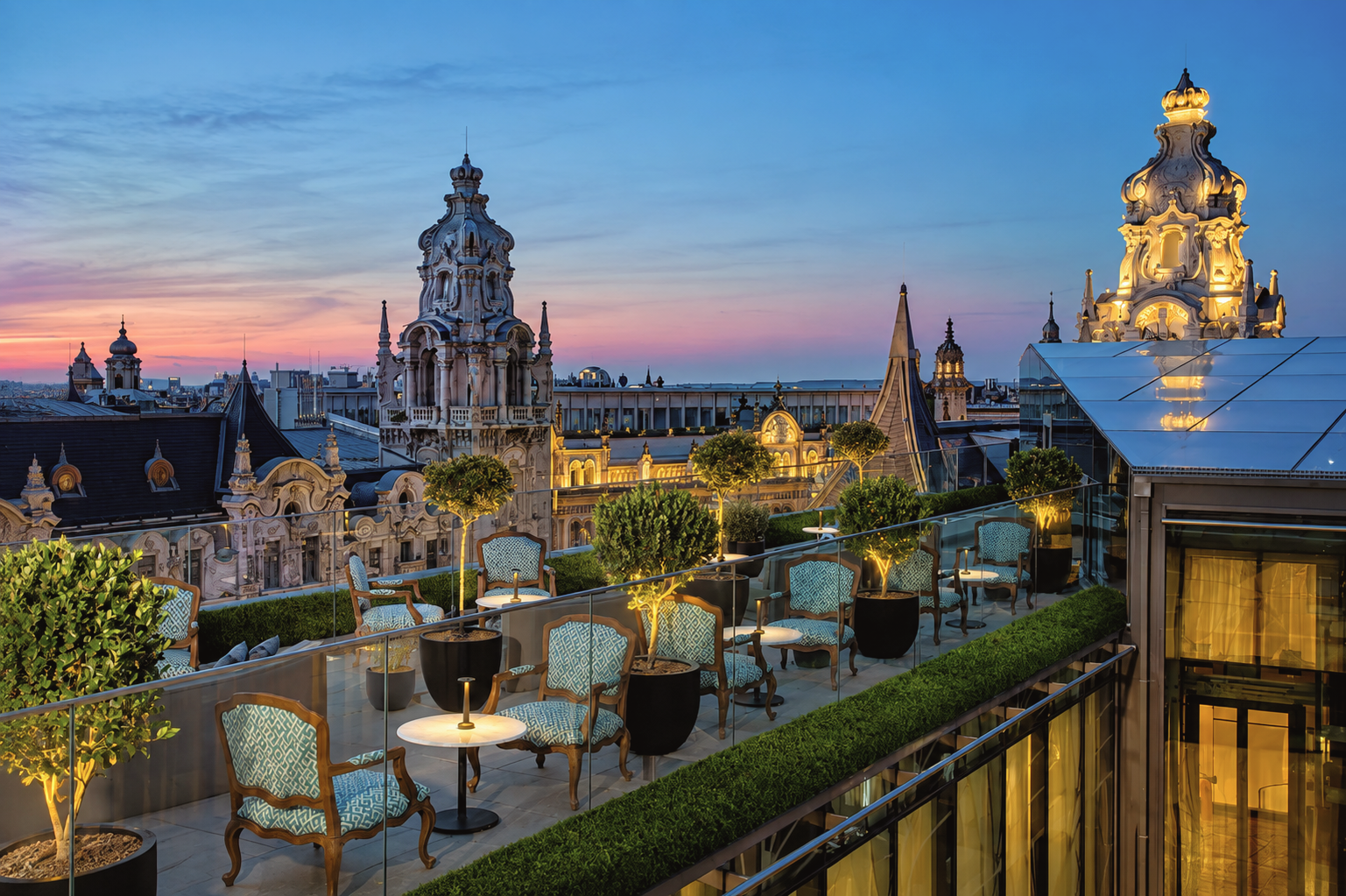 Matild Palace luxury hotel in Budapest, Hungary, featuring restored Belle Époque architecture and sophisticated contemporary interiors.