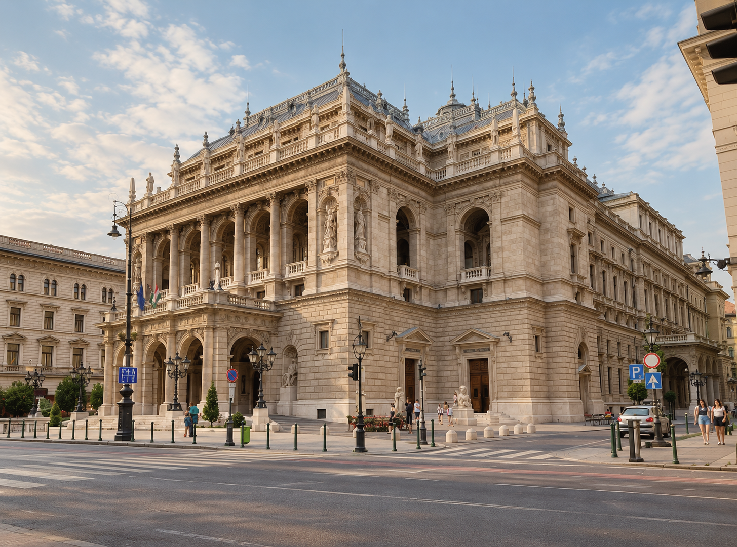Terézváros district in Budapest, Hungary, featuring elegant Andrássy Avenue, historic architecture, cafés, theaters, and the Hungarian State Opera House.