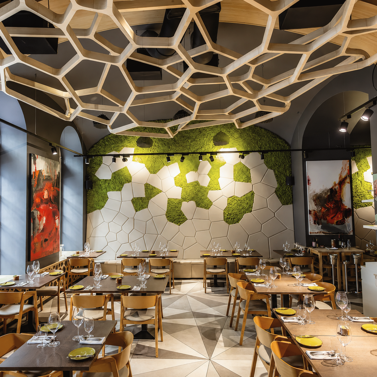 Textúra restaurant in Budapest, Hungary, featuring creative contemporary cuisine and an artistic modern dining atmosphere.