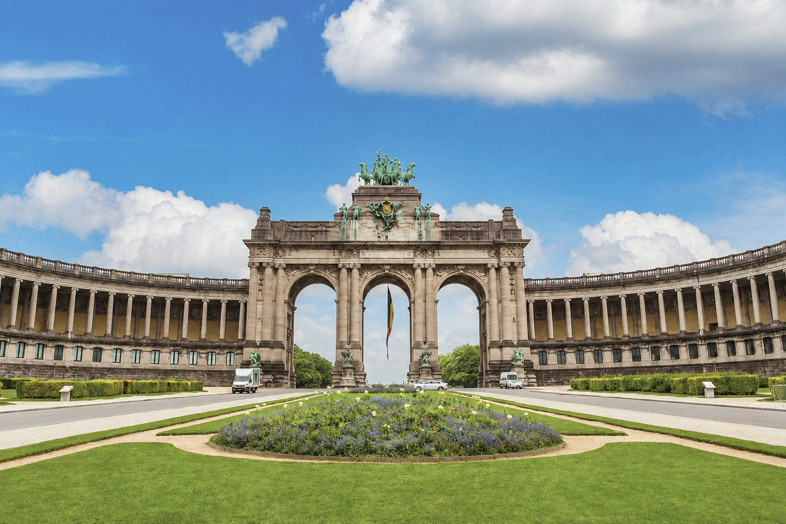 Royal Palace of Brussels and its stately neoclassical façade in Belgium
