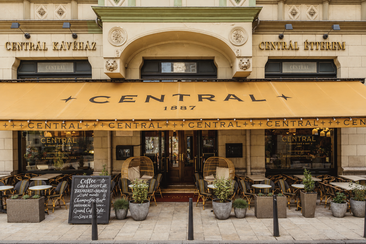 Historic coffeehouse in Budapest, Hungary, featuring elegant interiors and the traditional café culture that has shaped the city for generations.
