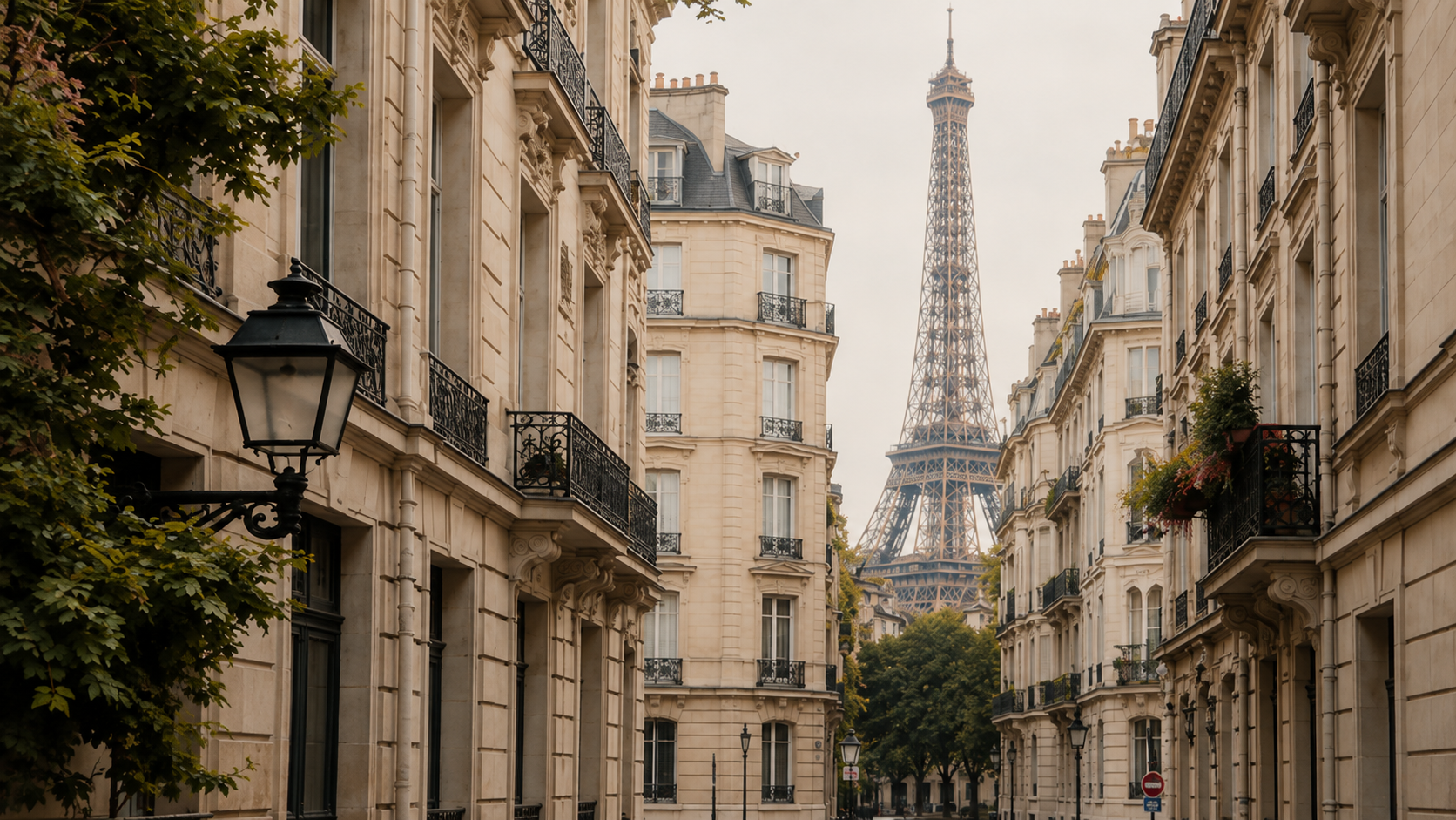 Paris, France cityscape featuring the Eiffel Tower and classic Parisian architecture, highlighting an iconic luxury travel destination.