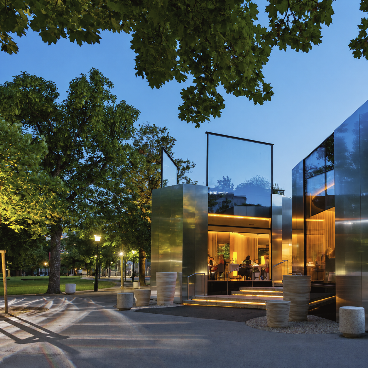 Exterior of Steirereck im Stadtpark, a renowned fine dining restaurant in Vienna