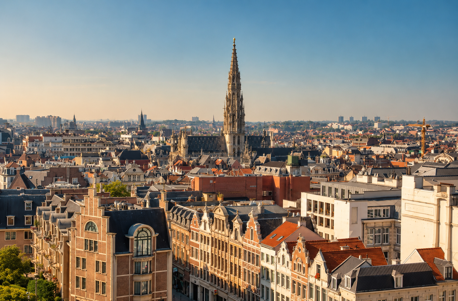 Historic architecture and elegant streetscape in Brussels, Belgium