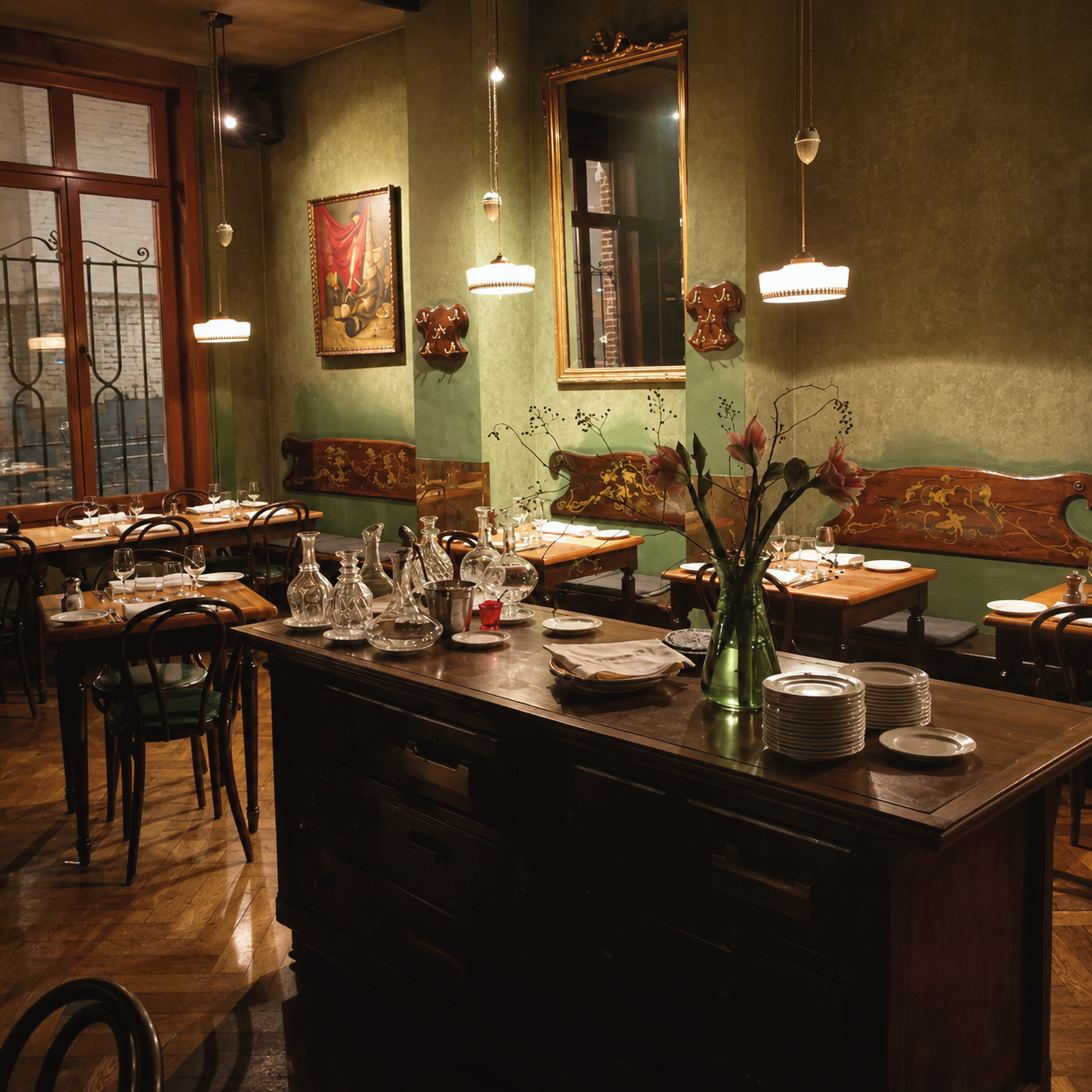 Classic Belgian cuisine and inviting dining room at Les Brigittines in Brussels