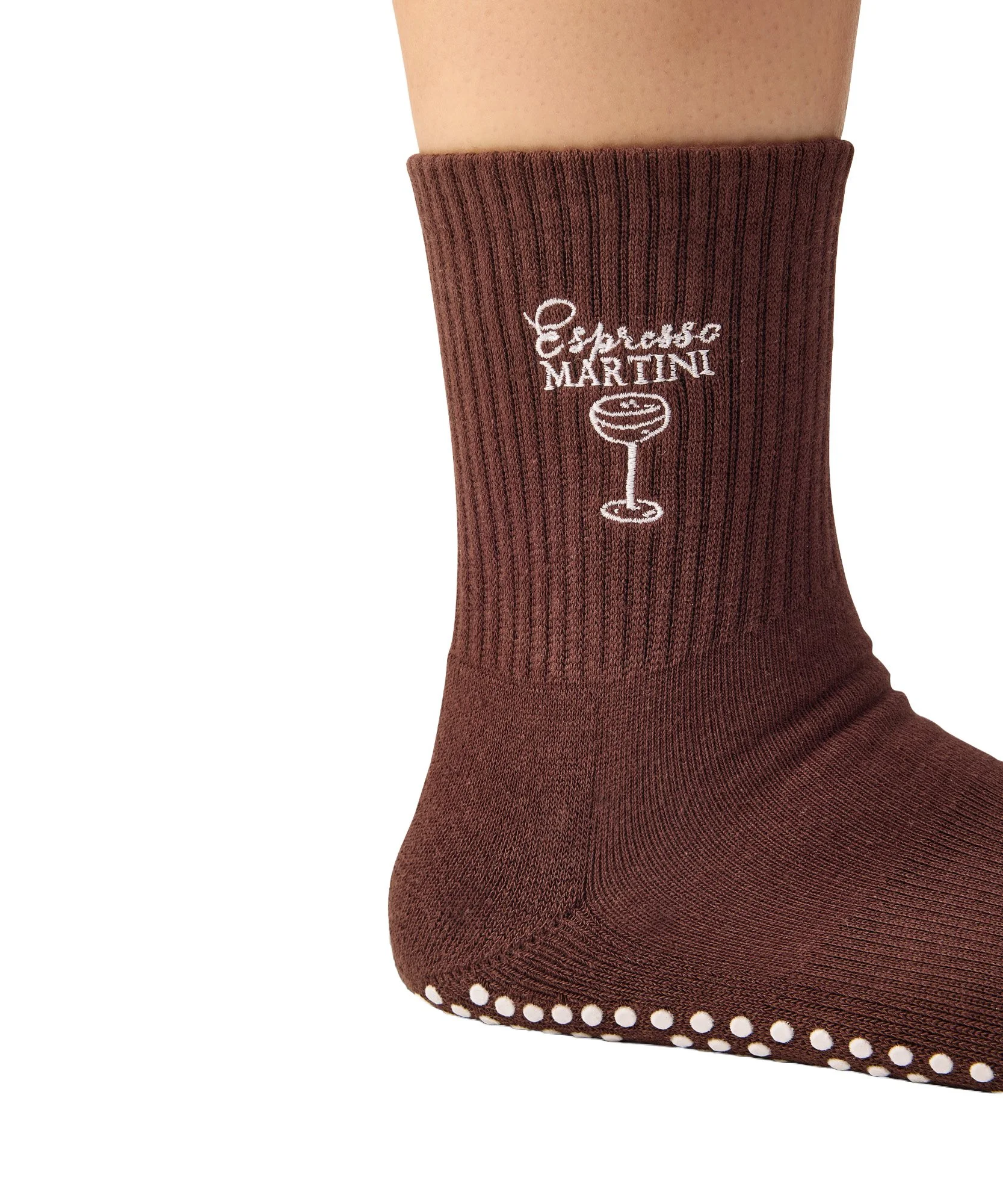 MoveActive Crew Grip Socks - Espresso Martini