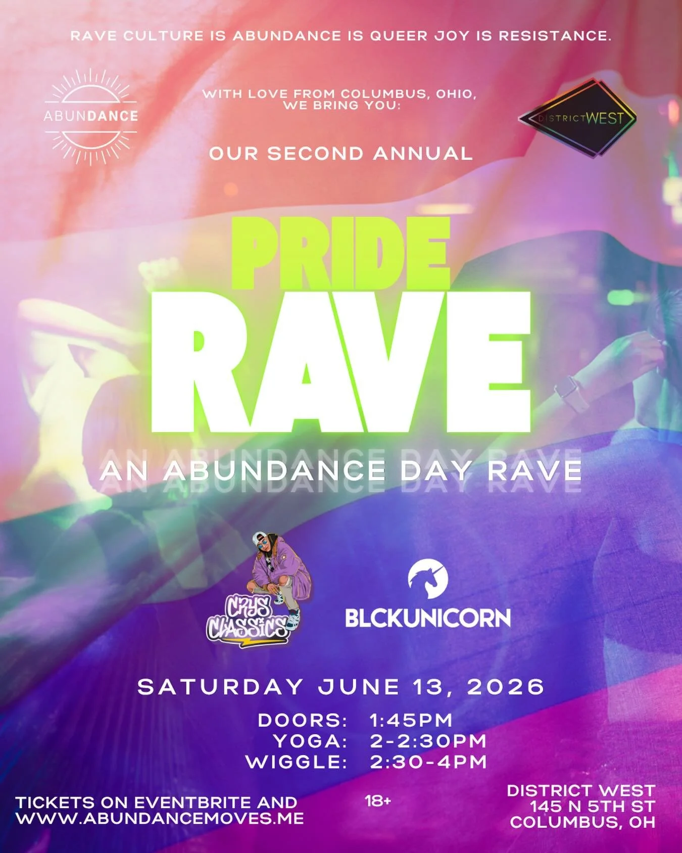 🏳️&zwj;🌈🏳️&zwj;⚧️ Calling all wiggle worms! We&rsquo;re running it back to where it all started for PRIDE RAVE 2026, our SECOND ANNUAL PRIDE RAVE. This year, a portion of all ticket sales will benefit the work of @kycohio. Can&rsquo;t stop, won&rs