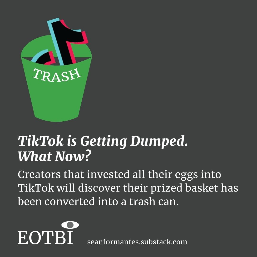 New Substack post just dropped 🫢

TikTok is going bye bye. Here's what you need to know and do.

My Substack subscribers get my new posts delivered straight to their inbox weekly. If you want to be a part of that list, find the link to EOTBI in my b