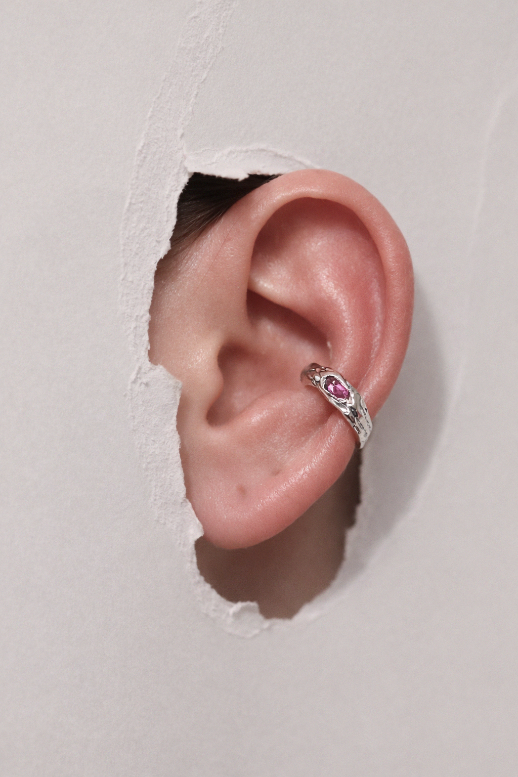 Blush Forms | Silver Earcuff with Ruby CZ
