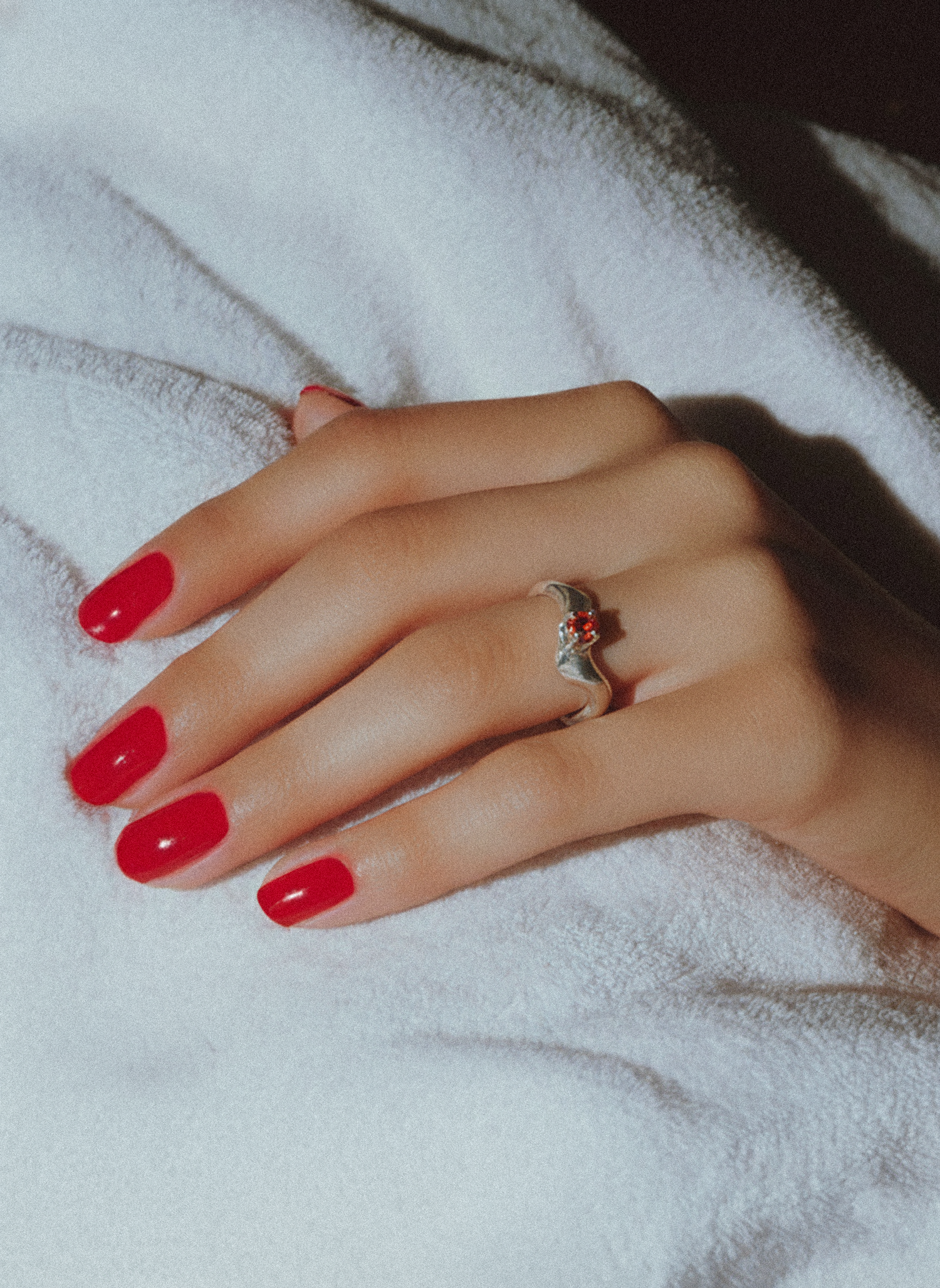 Sterling Silver Ring with Orange Radiant Cut CZ | Size 8 1/2