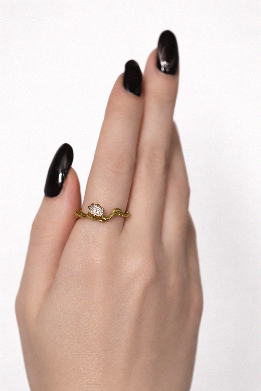 Golden Frame | Size 10 | Yellow Bronze Ring with White CZ