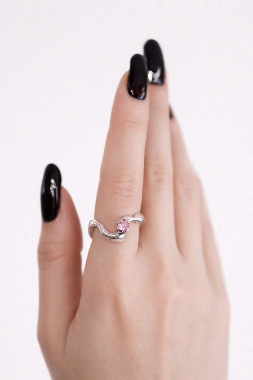 Blushwave | Size 9 | Silver Ring with Pink CZ