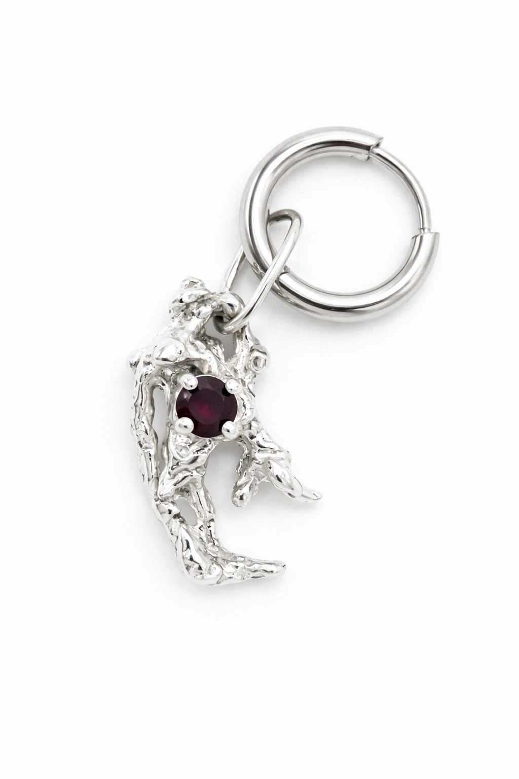 Carried Core | Silver Monoearring/Pendant with Garnet