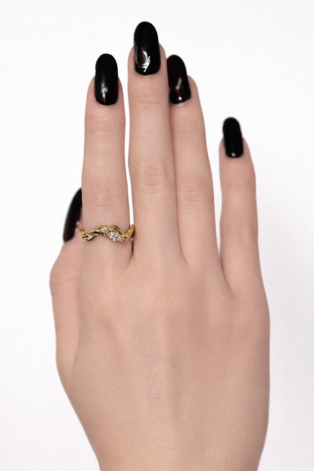 Flowstone | Size 7 | Yellow Bronze Ring with White CZ