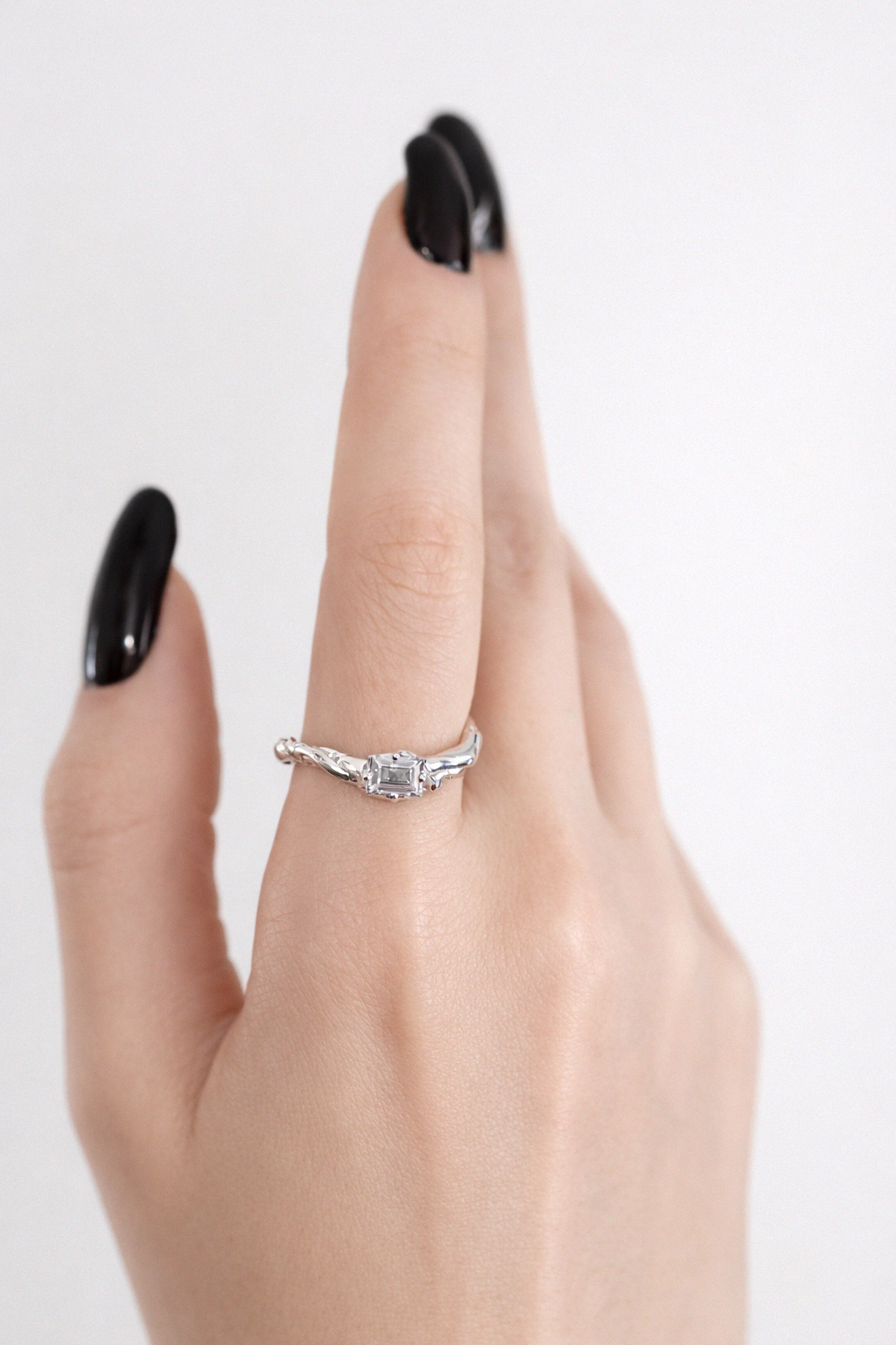 Sterling Silver Ring with White Baguette Cut CZ | Size 8 1/2