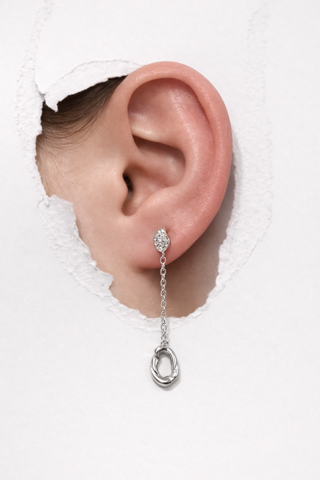Hollow Drop | Silver Chain Dangle Earrings