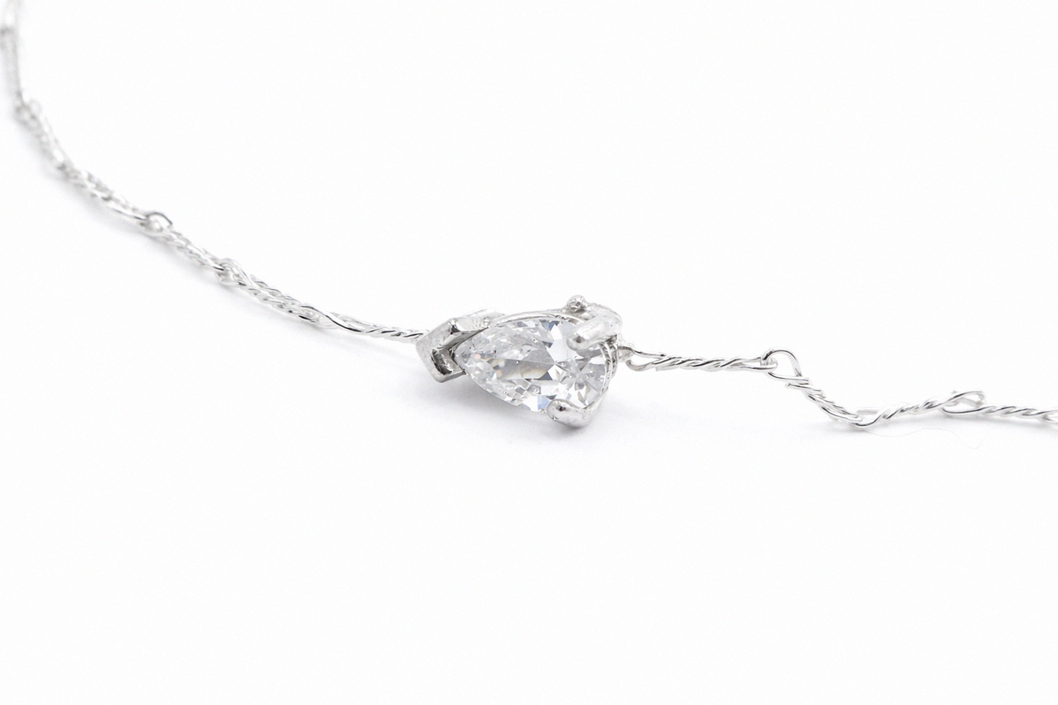Offset Hold | Silver Bracelet with White CZ | Length 17,8 cm/7 inch