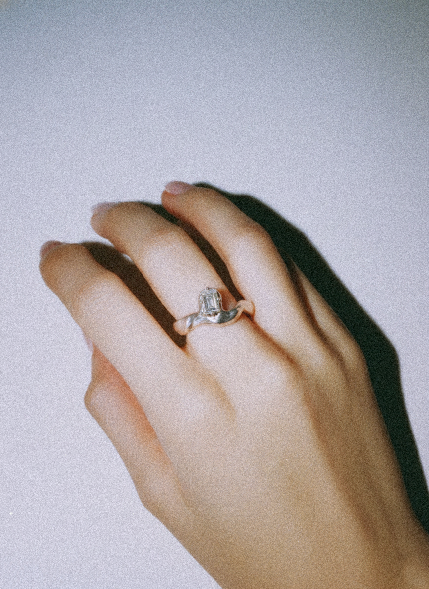 Sterling Silver Ring with White Baguette Cut CZ | Size 7 1/2