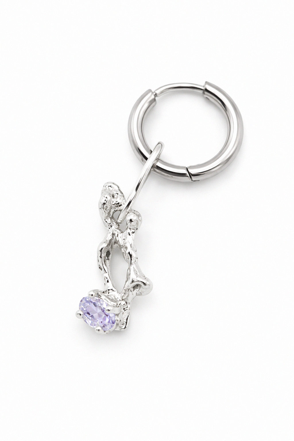 Rooted Stone | Silver Monoearring/Pendant with Amethyst CZ