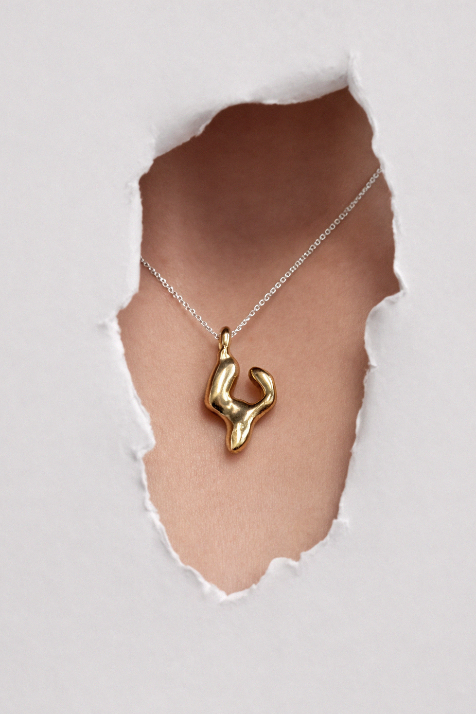 Split Current | Yellow Bronze Pendant