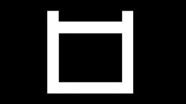 White floppy disk icon on a black background.
