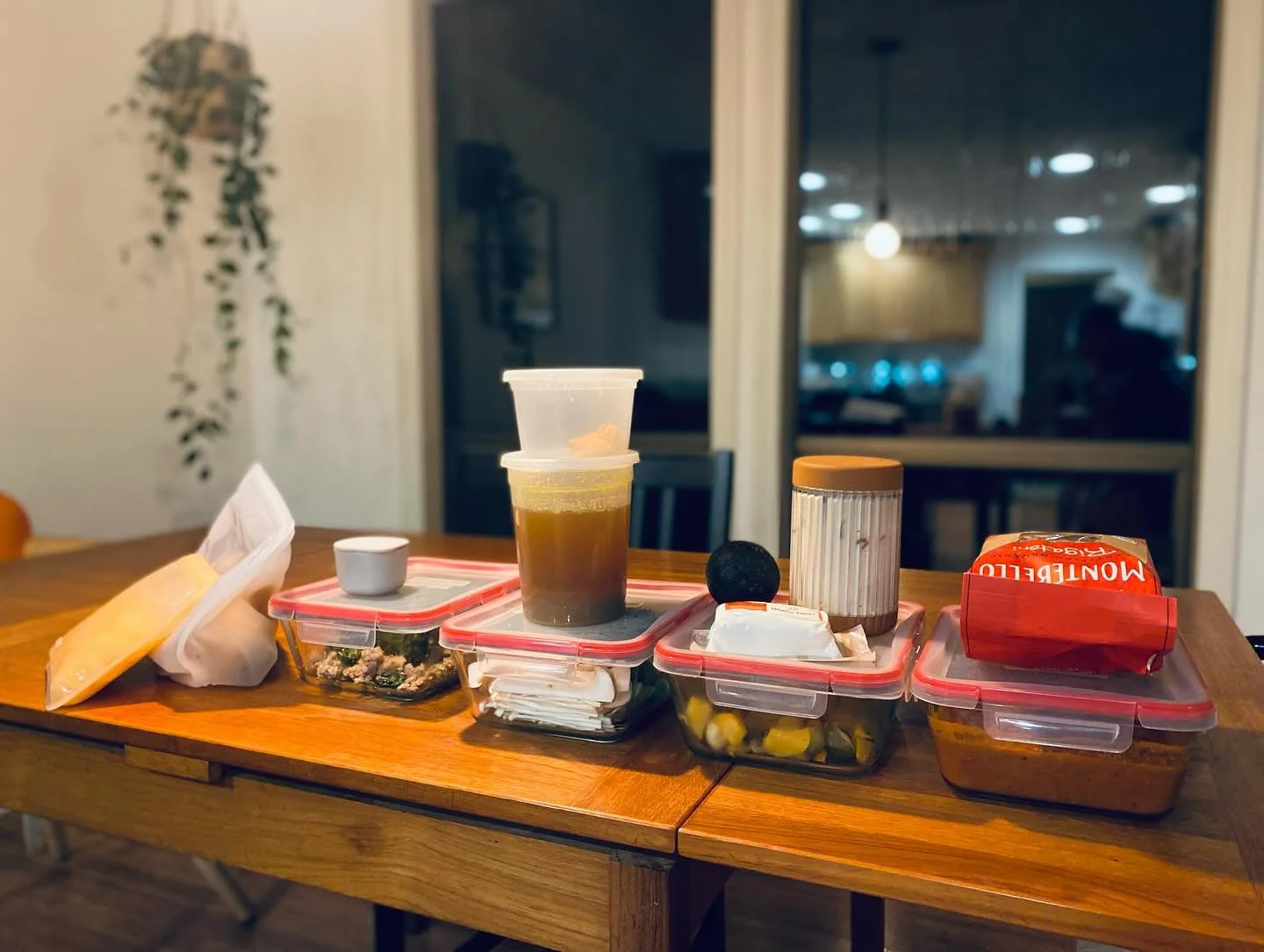 One meal became four!

1. Baked potatoes with cheese, sour cream, broccoli, and more!

2. An Asian mushroom soup with all kinds of unique mushrooms.

3. Homemade Bolognese and pasta.

4. Our meal (rice bowls with roasted veggies and tahini dressing)
