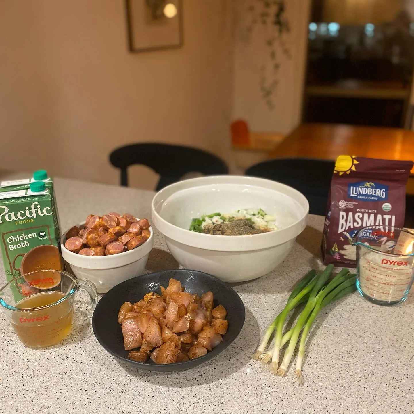 This week our food circle made:

1. Jambalaya (shown above)

2. Lentil and squash salad

3. Coconut ginger soup with greens 

4. Beet salad with walnuts and feta

5. Chicken pasta bake 

We each cooked one meal and went home with five. 

🙌🙌🙌