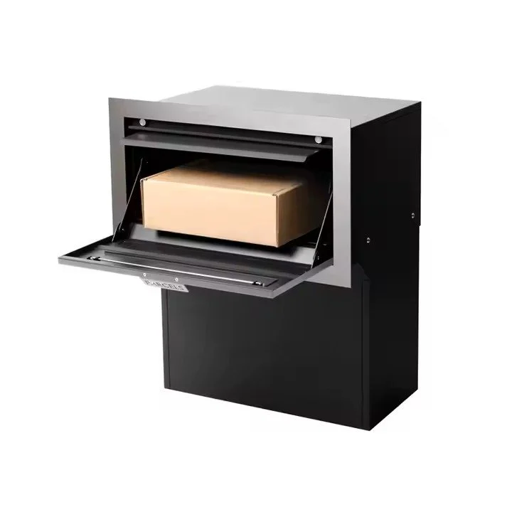 A black and gray parcel box