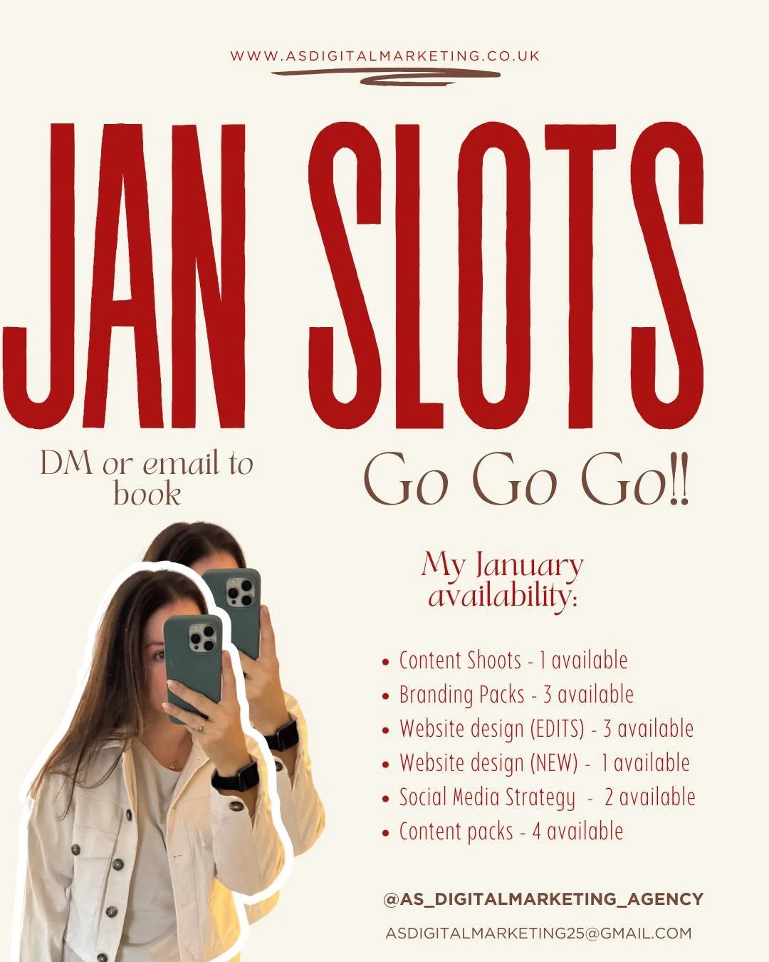 JANUARY slots are now OPEN!! 
(These will go pretty quickly due to the discount vouchers that are currently live for my regular clients so booking in early is advisable)😍